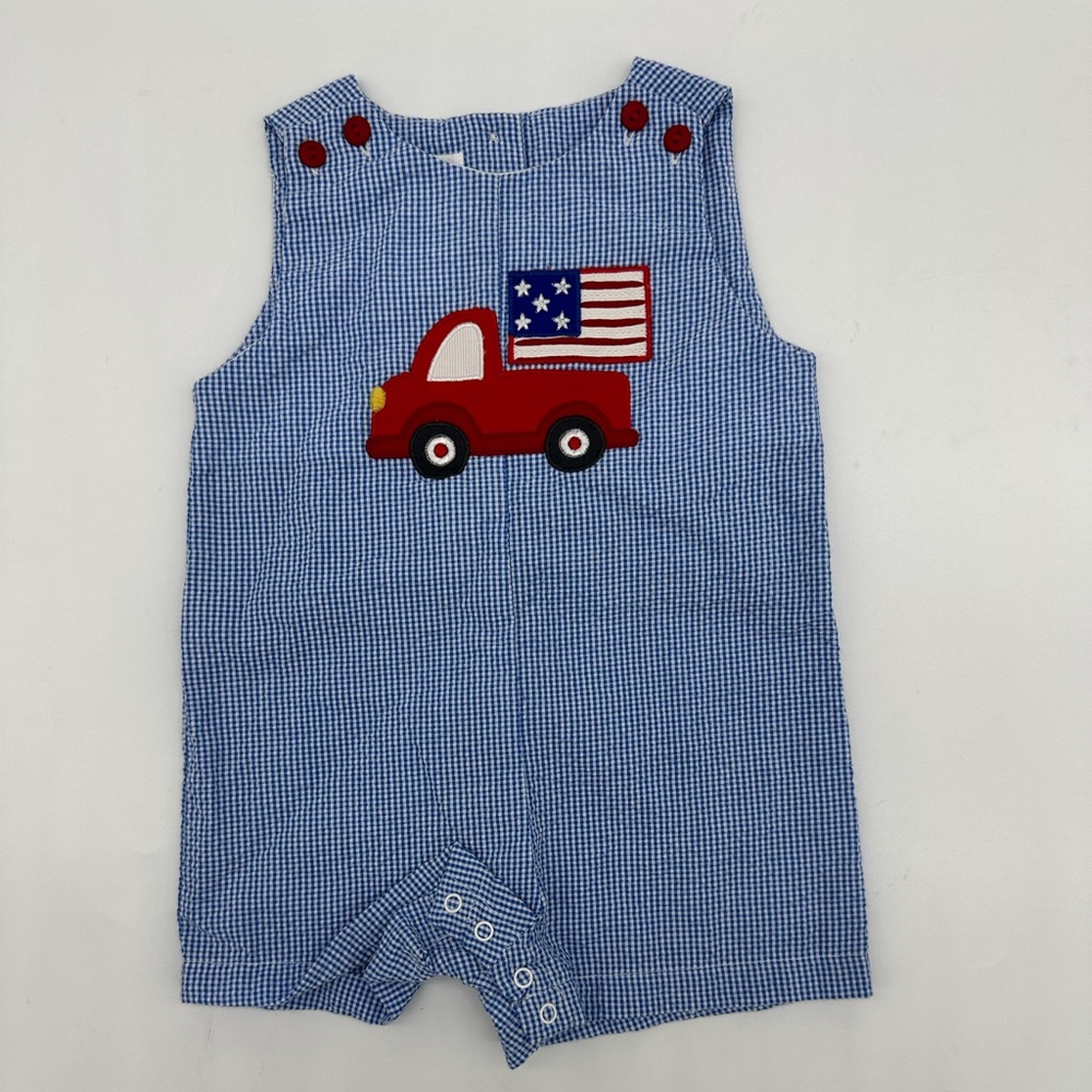 Petit Ami Adorable American 🇺🇸 Flag Seersucker Romper- Size 3 Months